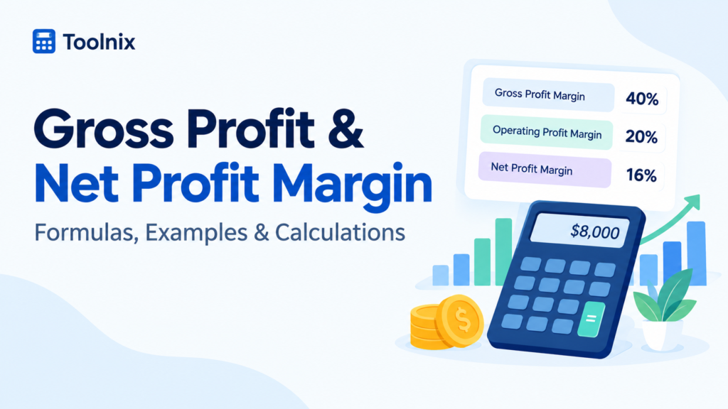Income statement order from revenue to net profit with gross operating and net profit margin formulas